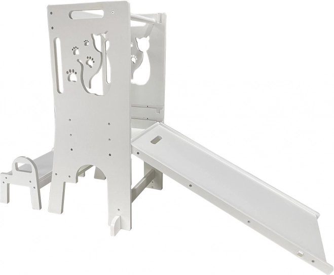 Turn de învățare reglabil cu pisicuță, cu tobogan și tablă