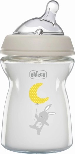 Chicco biberon Natural Feeling din sticlă 250 ml anticolici, neutru, 0m+