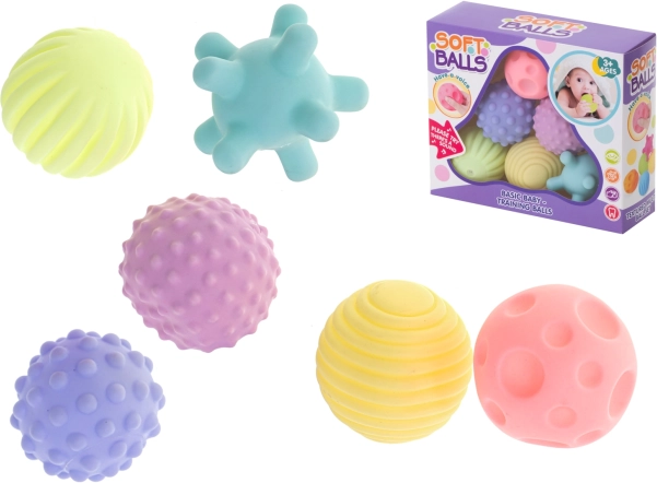 Mingi de joc senzoriale pentru copii - set de 6 bucăți