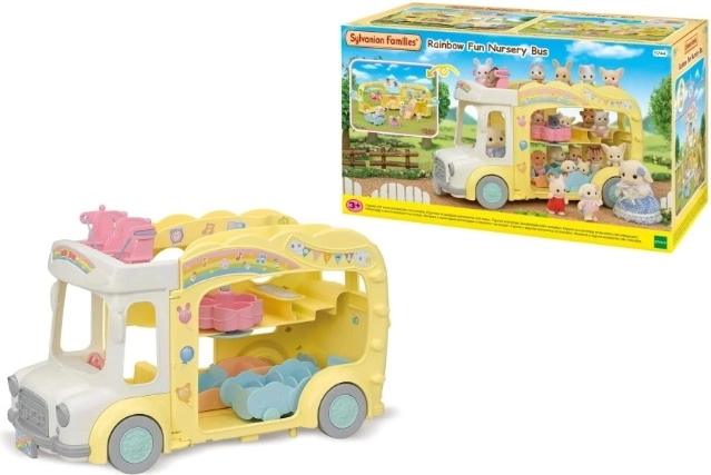 Autobuzul curcubeu pentru grădiniță Sylvanian Families