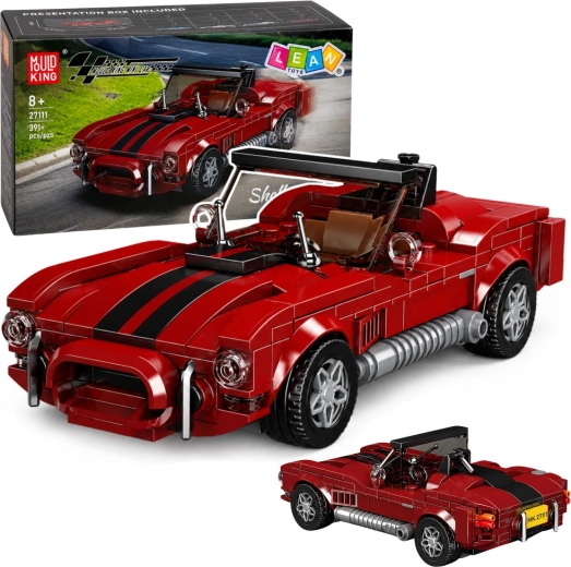 Set de construcție S.Cobra – automobil sport clasic roșu cu vitrină (391 piese)