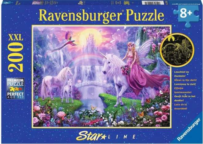 Puzzle luminos Ravensburger Noaptea magică a inorogilor XXL 200 piese