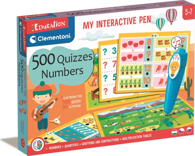 Clementoni joc educativ: Stiloul meu interactiv 500 de quizuri – Numere