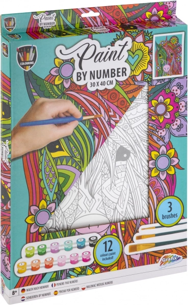 Pictură după numere – unicorn, pânză 30 × 40 cm