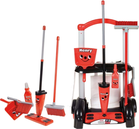 Cărucior de curățenie pentru copii Casdon Henry Little Helper cu mop și mătură
