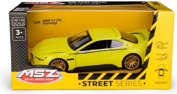 Model de colecție BMW 3.0 CSL Hommage MSZ la scara 1:24, galben