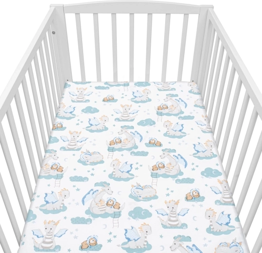 Cearșaf din bumbac pentru pătuț NEW BABY Dragon 120 × 60 cm