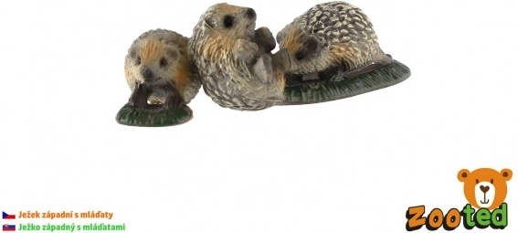 Figurină decorativă familie de arici din plastic 8 cm