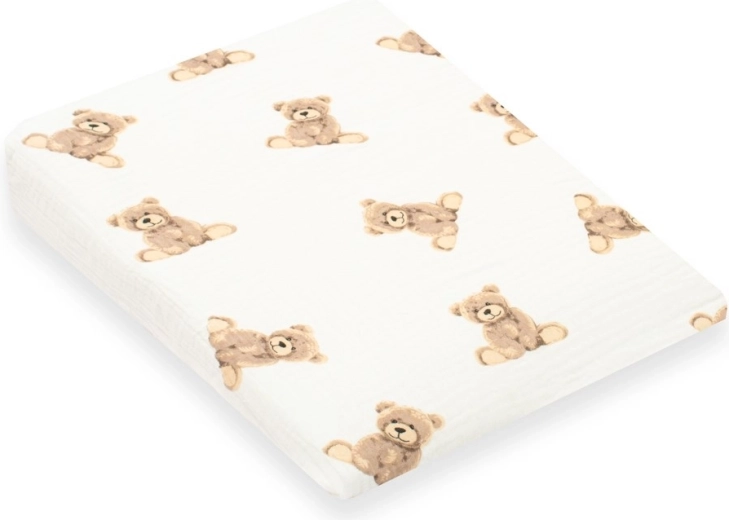 Husă din muselină pentru pernă copil – clin NEW BABY Standard 30×37 cm, motiv ursuleț