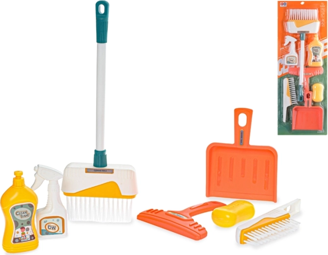 Set de curățenie pentru copii, 7 piese, cu coș