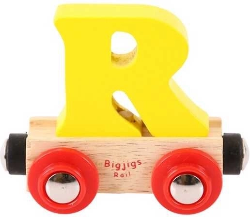 Vagon Bigjigs Rail din lemn cu litera R