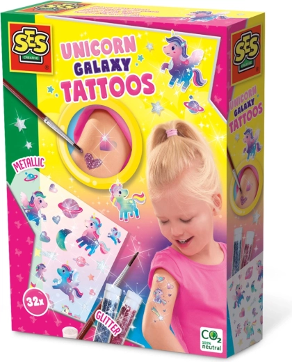 SES tatuaje strălucitoare galaxy unicorni