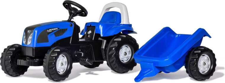 Tractor cu pedale Rolly Kid Landini cu remorcă, albastru