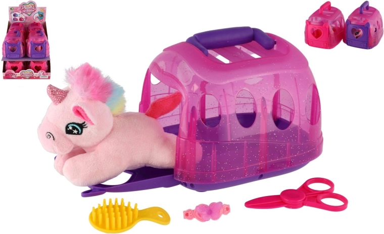 Unicorn de pluș în cutie de transport - 1 bucată