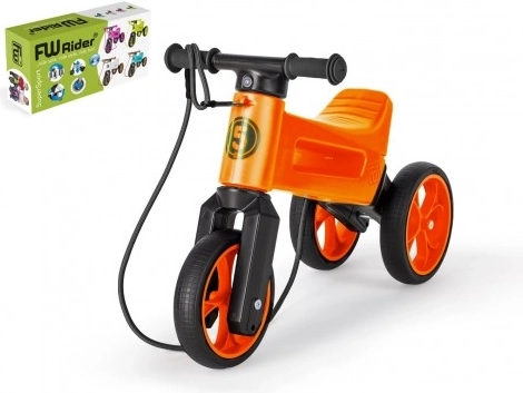 Tricicletă de împins Funny Wheels Rider SuperSport 2‑în‑1 cu chingă – Portocaliu