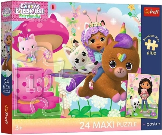 Maxi puzzle 24 piese Trefl Casa de păpuși a lui Gabi: Gabi la salvare + poster