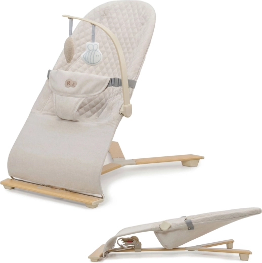 Kinderkraft șezlong și balansoar MIMI beige wood până la 9 kg