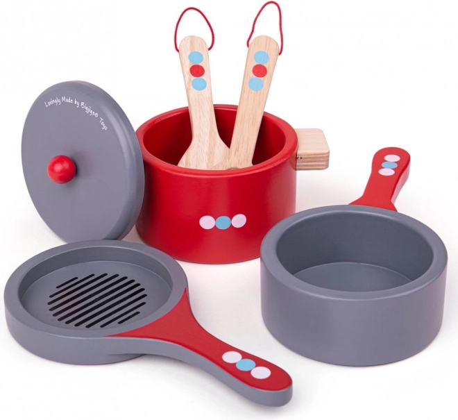 Set de Veselă din Lemn Bigjigs Toys cu Buline