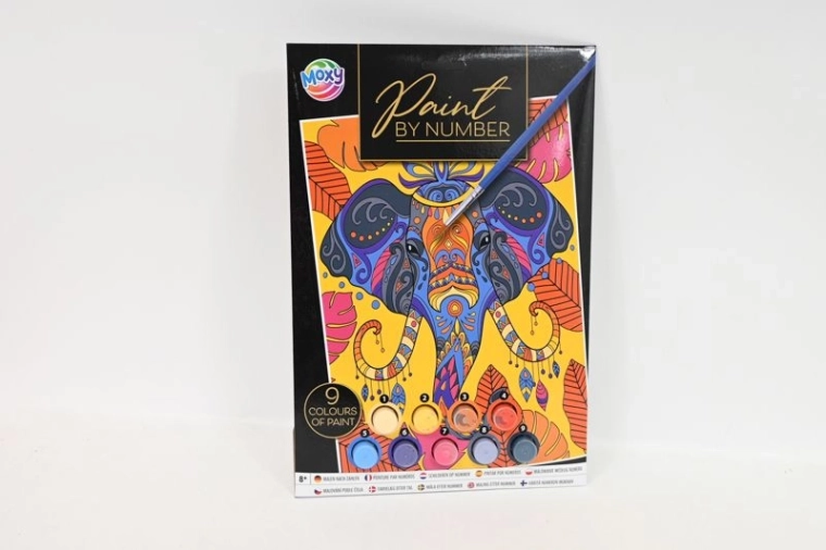 Set de pictură pe numere A4 cu elefant colorat