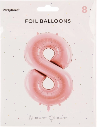 Balon din folie numărul 8 roz 86 cm