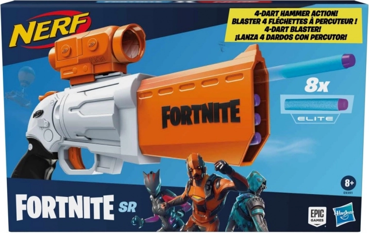Nerf Fortnite SR – pistol cu lunetă detașabilă