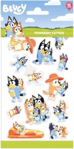 Tatuaje lavabile pentru copii Bluey – set de 12 buc