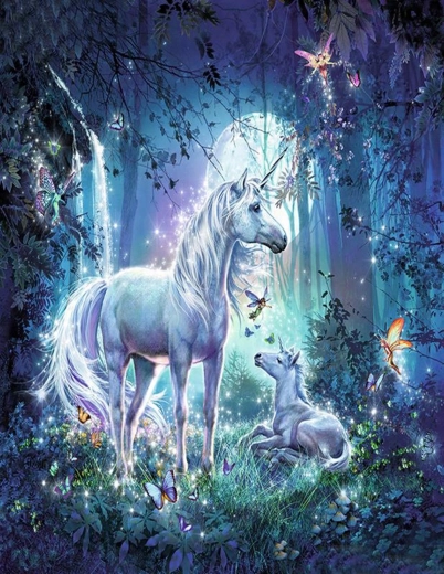Norimpex Pictură pe numere Unicorn în pădure 40 × 50 cm