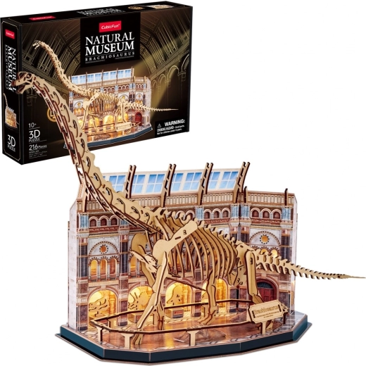 Puzzle 3D cu LED cu brahiozaur CUBICFUN – muzeu cu fosilă