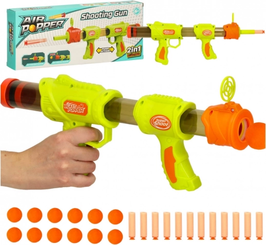 Blaster verde 2în1 pentru copii cu bile și săgeți din spumă