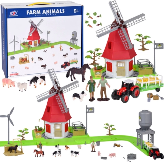 Set de fermă cu moară de vânt și figurine