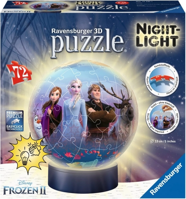 Ravensburger 3D puzzleball iluminat Regatul de Gheață 2, 72 de piese