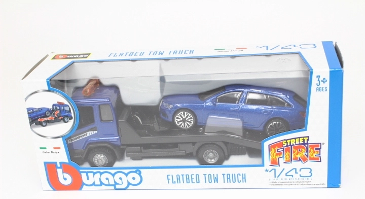 Bburago Street Fire platformă de tractare cu Audi A6 la scara 1:43