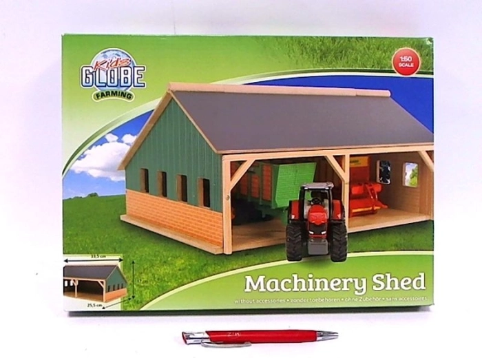 Kids Globe Farming garaj din lemn pentru patru tractoare 1:50