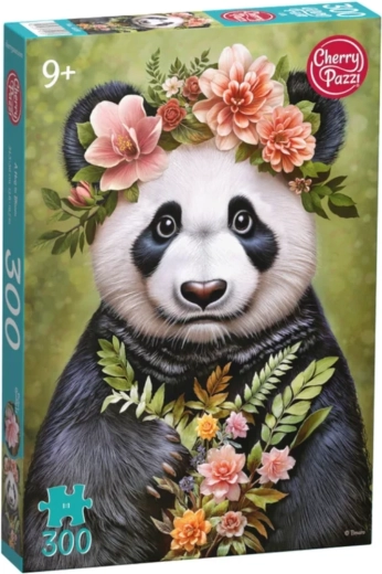 Puzzle Cherry Pazzi Panda cu flori, 300 de piese
