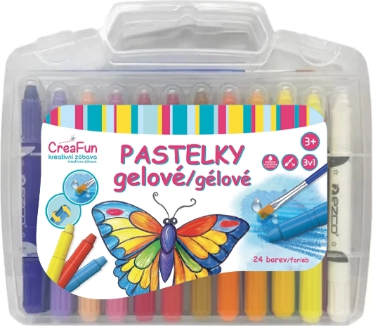 CreaFun creioane gel 3 în 1 lavabile, set 24 bucăți cu pensulă