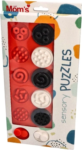 Inele puzzle senzoriale cu contrast XL 6m+ Mom's Care