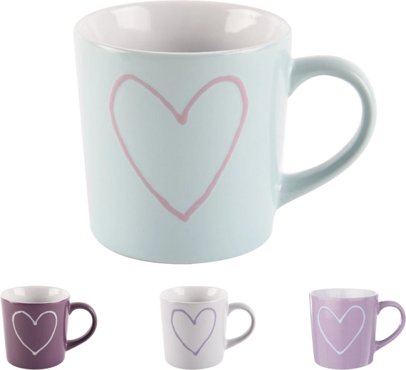 Cană ceramică cu motiv inimă 0,6 l (mix de culori)