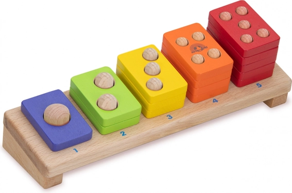 WONDERWORLD puzzle din lemn cu numărători colorate 1–5