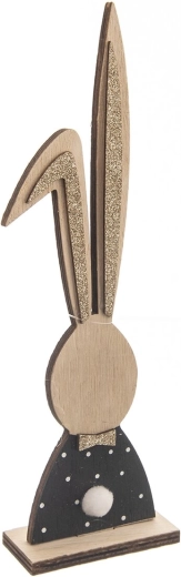 Decorațiune din lemn Iepure negru-maro 26 cm