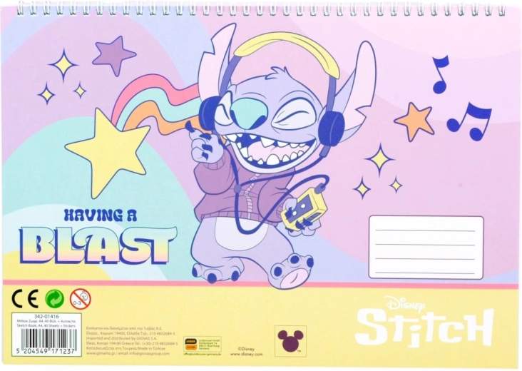 Bloc spiralat cu autocolante Lilo și Stitch A4