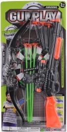 Set de arme pentru copii cu arc și pistol cu ventuze