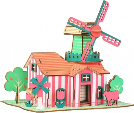 Woodcraft puzzle 3D din lemn Ranchetul cu lalele