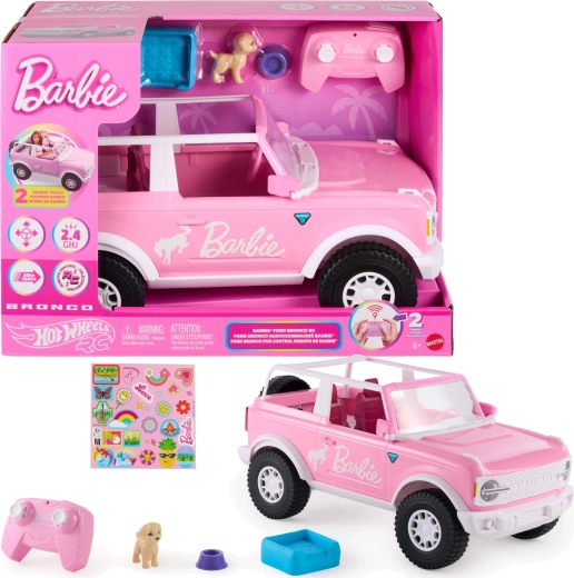 Barbie Hot Wheels Ford Bronco RC roz, cu telecomandă