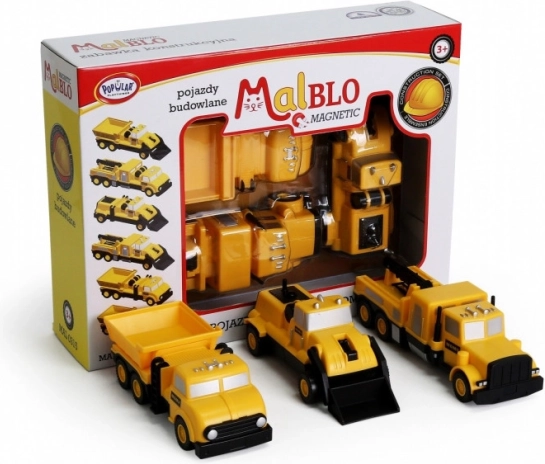 Vehicule de construcții magnetice MalBlo pentru copii