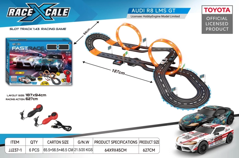 Pistă de curse cu telecomandă Toyota 1:43, 187 × 94 cm