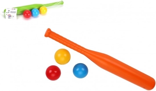 Bâtă de baseball din plastic 50 cm cu 3 mingi