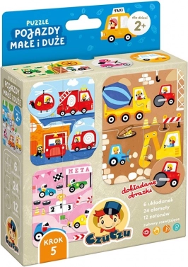 Puzzle vehicule mici și mari – joc și puzzle într-unul