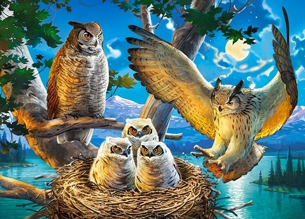 Puzzle 180 piese – Familia de bufnițe