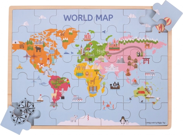 Bigjigs Toys puzzle din lemn Harta lumii