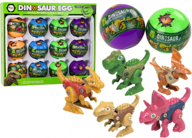 Set de ouă de dinozaur pentru înșurubare, 12 bucăți, multicolor